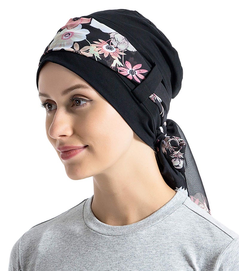 JarseHera Bamboo Cotton Liner Chemo Headwear for Womenwith Silky Scarfs for Cancer Hair Loss Sleep Caps Beanie - Image 1